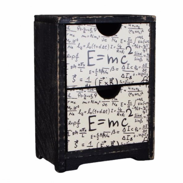 E=mc2 Einstein Ahşap El Yapımı Şifonyer