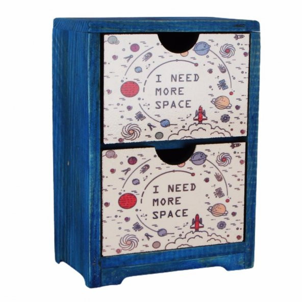 I Need More Space Gezegenler Ahşap El Yapımı Şifonyer