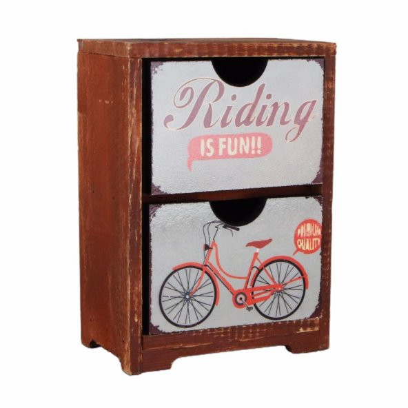 Riding Is Fun Bisiklet Ahşap El Yapımı Şifonyer
