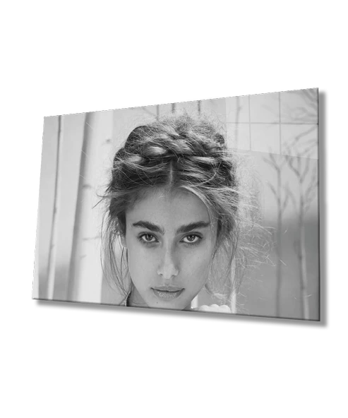 Siyah Beyaz İnsan Fotoğrafları Kadın Dekoratif ve Modern Cam Tablo  Women