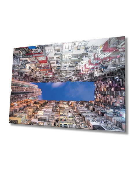 Geometrik Bina Dekoratif ve Modern Cam Tablo