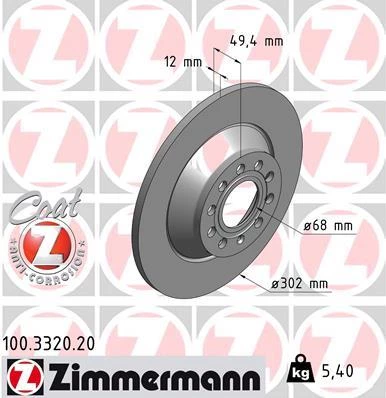 ARKA FREN AYNASI AUDI A6 4B.C5 3.0 QUATTRO 07/04 A6 4F2 2.0 TDI 07/04 302x11.7x9DL 986479257-DF4434