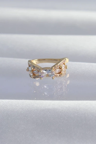 Pirinç Gold Renk Zirkon Taş Kaplama Earcuff Küpe