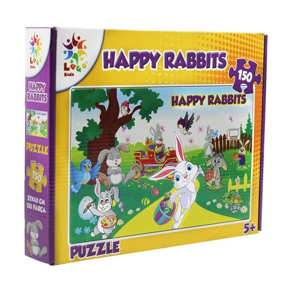 Laço Kids - Mutlu Tavşan Puzzle Oyunu- HAPPY RABBITS 27x40 cm 130 Parça LC15002