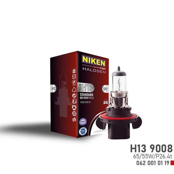 NIKEN 9008 H13 60W/55W HALOJEN AMPUL P26.4t 12V