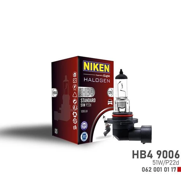 NIKEN 9006 HB4 51W HALOJEN AMPUL P22d 12V