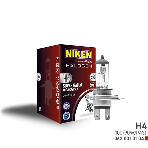 NIKEN H4 100W/90W HALOJEN AMPUL P43t 12V