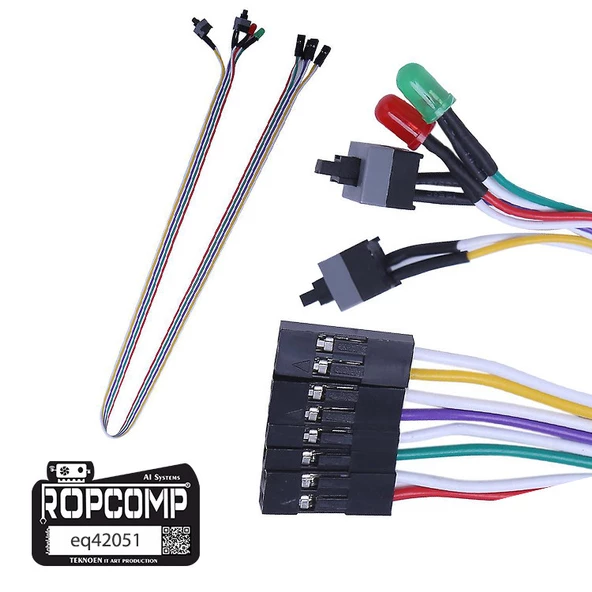 Ropcomp Power, Reset Butonu, HDD İşlem Led Işıklı PC ATX Anakart Bağlantı Kablosu - 5