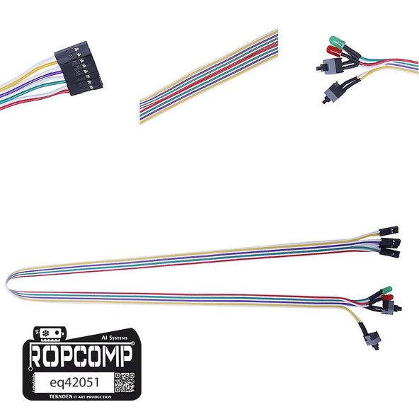 Ropcomp Power, Reset Butonu, HDD İşlem Led Işıklı PC ATX Anakart Bağlantı Kablosu - 2