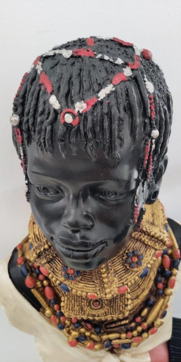 Modern Dekoratif Afrikalı Şaman Erkek Büst Biblo Masaüstü Süsü - 2