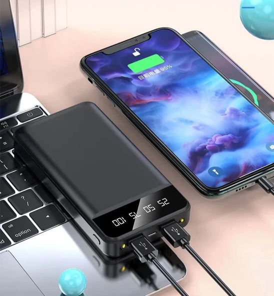 Power Bank 30000 mAh harici pil, taşınabilir şarj cihazı