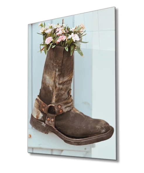 Bohem Tarzı Çizme Saksı Görselli Tablo ürün görseli