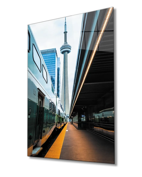 Tren Garı Dekoratif ve Modern Cam Tablo  Train Station Painting ürün görseli