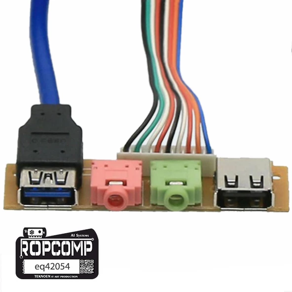 Ropcomp Pc Ön Panel Usb2/3 + 3.5mm Port Kulaklık + Mikrofon Kablosu - 5