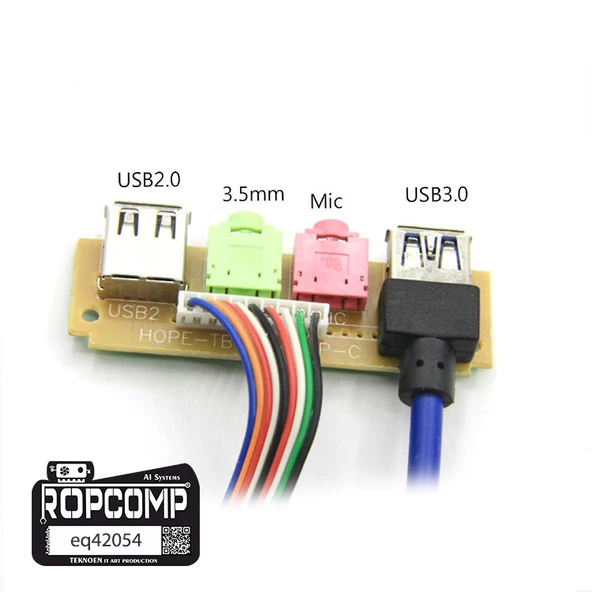 Ropcomp Pc Ön Panel Usb2/3 + 3.5mm Port Kulaklık + Mikrofon Kablosu - 2