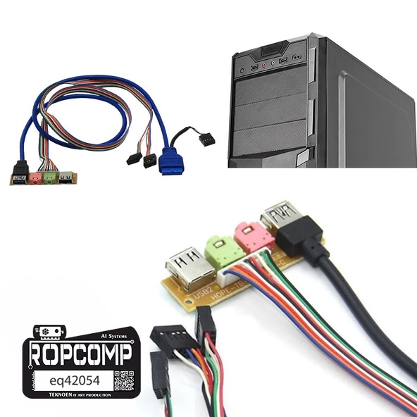 Ropcomp Pc Ön Panel Usb2/3 + 3.5mm Port Kulaklık + Mikrofon Kablosu