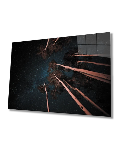 Ağaçlar Kahverengi Mavi  Tablo