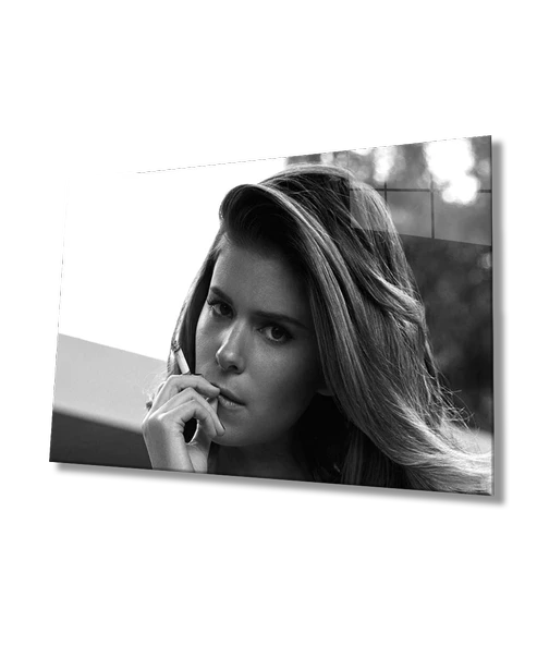 Siyah Beyaz İnsan Fotoğrafları Kadın Dekoratif ve Modern Cam Tablo ürün görseli
