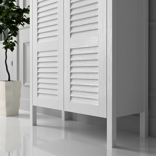 Sakura Nickky Hasır kapaklı kitaplık-Wood Beyaz-Minifiks Bağlantılı - 3