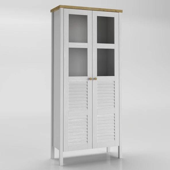 Sakura Nickky Hasır kapaklı kitaplık-Wood Beyaz-Minifiks Bağlantılı - 6