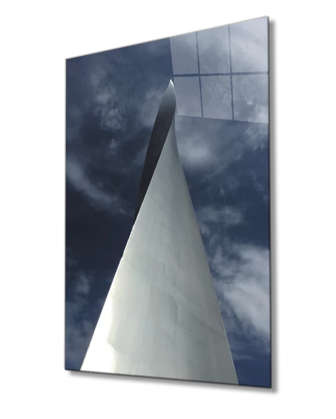 Aşağıdan Yukarı Doğru Bina Gri Mavi  Geometrik  Tablo ürün görseli