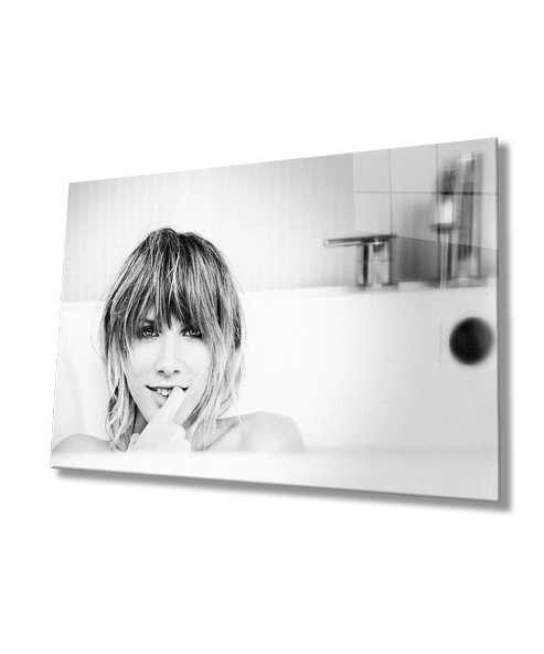 Siyah Beyaz İnsan Fotoğrafları Kadın Dekoratif ve Modern Cam Tablo ürün görseli
