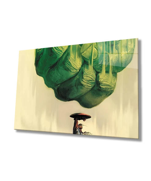 Yeşil İllüstrasyon Dekoratif ve Modern Cam Tablo   Green Illustration ürün görseli