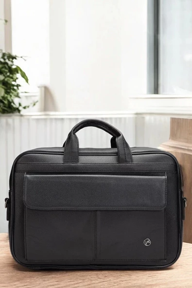 Lüx Kaliteli 16-17" inç Siyah Laptop Bölmeli Evrak Çantası
