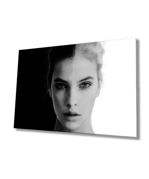 Siyah Beyaz İnsan Fotoğrafları Kadın Dekoratif ve Modern Cam Tablo ürün görseli