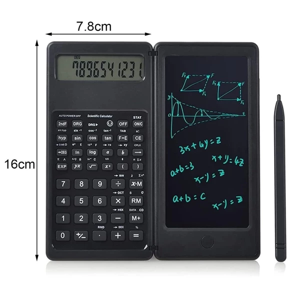 Silinebilir Lcd Yazı Tabletli,kalemli Katlanabilir Bilimsel Hesap Makinesi - 4