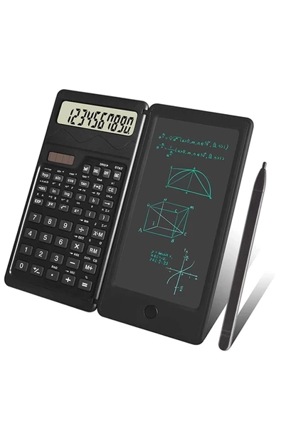 Silinebilir Lcd Yazı Tabletli,kalemli Katlanabilir Bilimsel Hesap Makinesi - 6