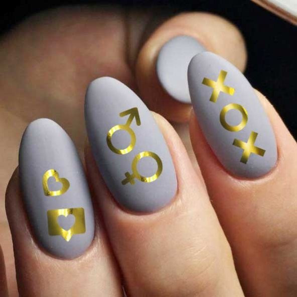 Şekil Metalik Tırnak Sticker, Nail Sticker, Nail Art