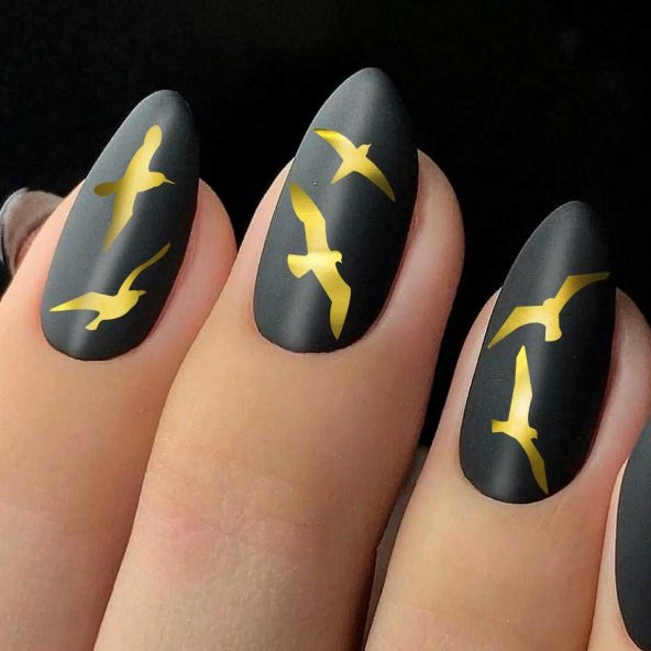 Kuşlar Metalik Tırnak Sticker, Nail Sticker, Nail Art ürün görseli 1