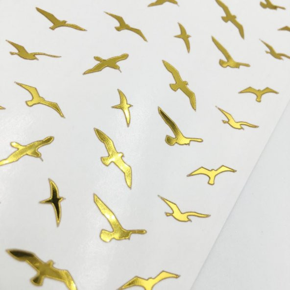 Kuşlar Metalik Tırnak Sticker, Nail Sticker, Nail Art - Resim 2