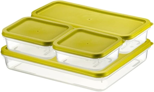 Home 4 Adet Buzdolabı ve Derin Dondurucu Saklama Kabı Seti, Fresh Box, Dolap Düzenleyici ve Buz Dolabı Organizeri, BPA İçermeyen PP Plastik,Gıdaları Taze Tutma,Mutfak Düzenleyici (Yeşil)