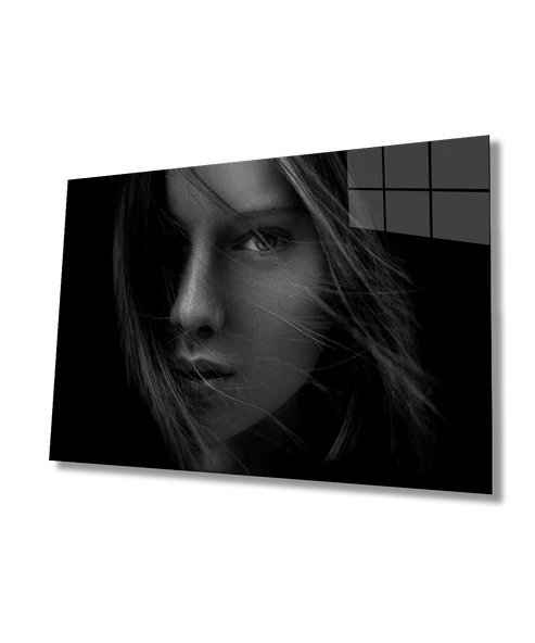 Siyah Beyaz İnsan Fotoğrafları Kadın Dekoratif ve Modern Cam Tablo ürün görseli 1