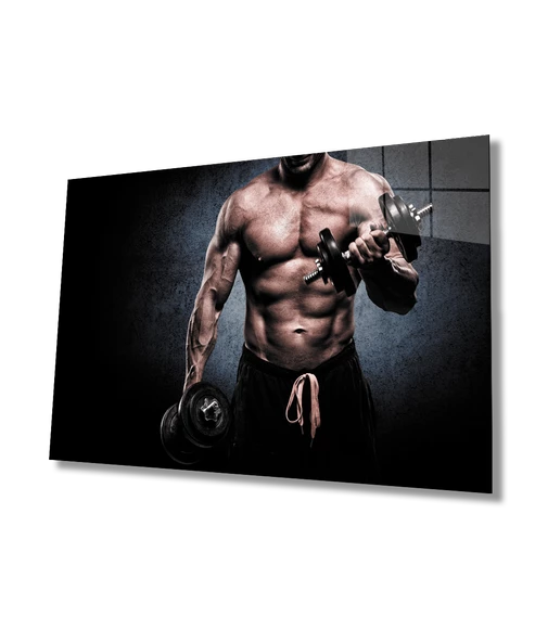 Spor Fıtnes Dekoratif ve Modern Cam Tablo   Sports Fitness