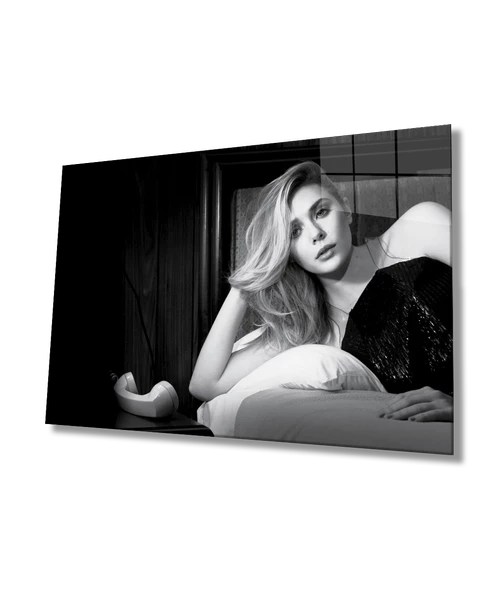 Siyah Beyaz İnsan Fotoğrafları Kadın Dekoratif ve Modern Cam Tablo ürün görseli