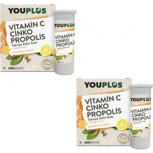 Youplus Vitamin C Çinko Propolis 20 Efervesan Tablet 2li