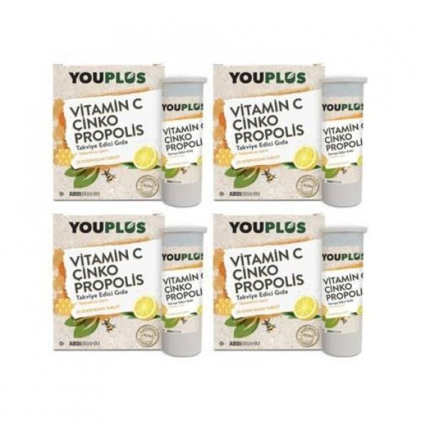 Youplus Vitamin C Çinko Propolis 20 Efervesan Tablet 4lü