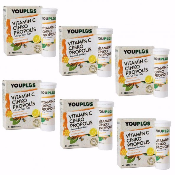 Youplus Vitamin C Çinko Propolis 20 Efervesan Tablet 6lı