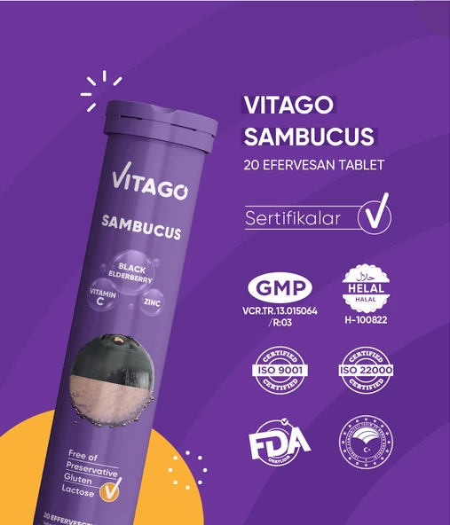 Vitago Sambucus Vitamin C,Çinko 20li Efervesan Tablet - 5