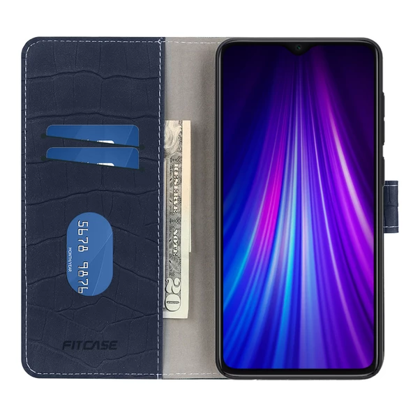 Xiaomi Redmi Note 8 Pro Kılıf Kroko Desen Kapaklı Cüzdanlı - 6