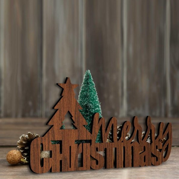 Merry Christmas MDF Duvar Yazısı 30x17cm