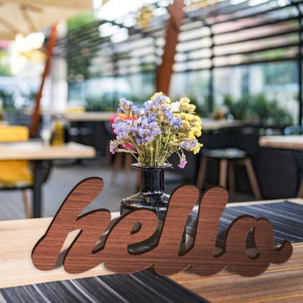 Hello MDF Duvar Yazısı 30x20cm