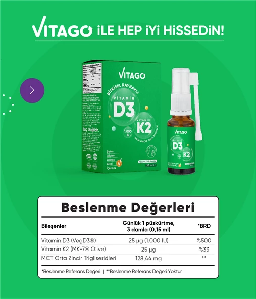 Vitago D3 Vitamini,K2 İçeren Oral Sprey - 3