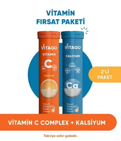 2li Paket-Vitago Vitamin C+Kalsiyum, 20li Efervesan Tablet