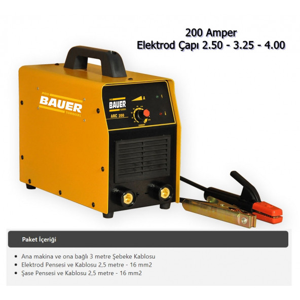 Bauer 200 Amper İnverter Kaynak Makinesi