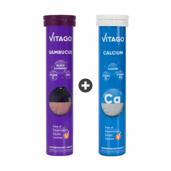 2li Paket-Vitago Sambucus+Kalsiyum,20li Efervesan Tablet