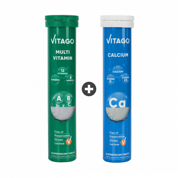 2li Paket-Vitago Multivitamin+Kalsiyum Efervesan Tablet